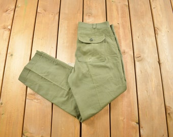 1960s US Army Military Cotton Twill Khaki Work Pants | Vintage
