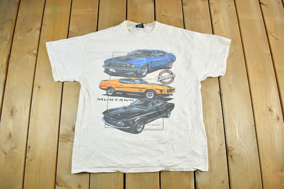 Vintage 1990s Ford Mustang Muscle Cars Graphic T Shirt Men's Large / Made In USA / American Cars / Racing