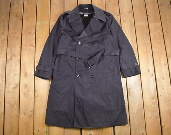 Vintage 1990  Military Black All Weather Trench Coat / Heavy Trench / Full Length Jacket / Streetwear