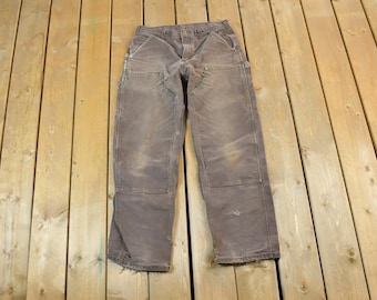 Vintage Carhartt Double Knee Brown Denim Work Pants Carpenter