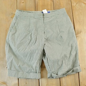 Vintage 1990s ISO Face Plaid Dress Shorts / 90s Vintage Shorts / Vintage Summer Shorts / Made in USA / Swimwear