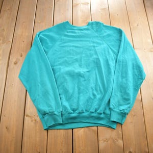 Vintage 1990s Blank Turquoise Crewneck Sweatshirt Made In USA