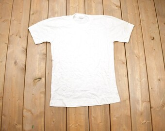 Vintage 1980s Golden Anchor Rough Plain White T-Shirt / Streetwear / Retro Style / Single Stitch / 80s Plain Tee