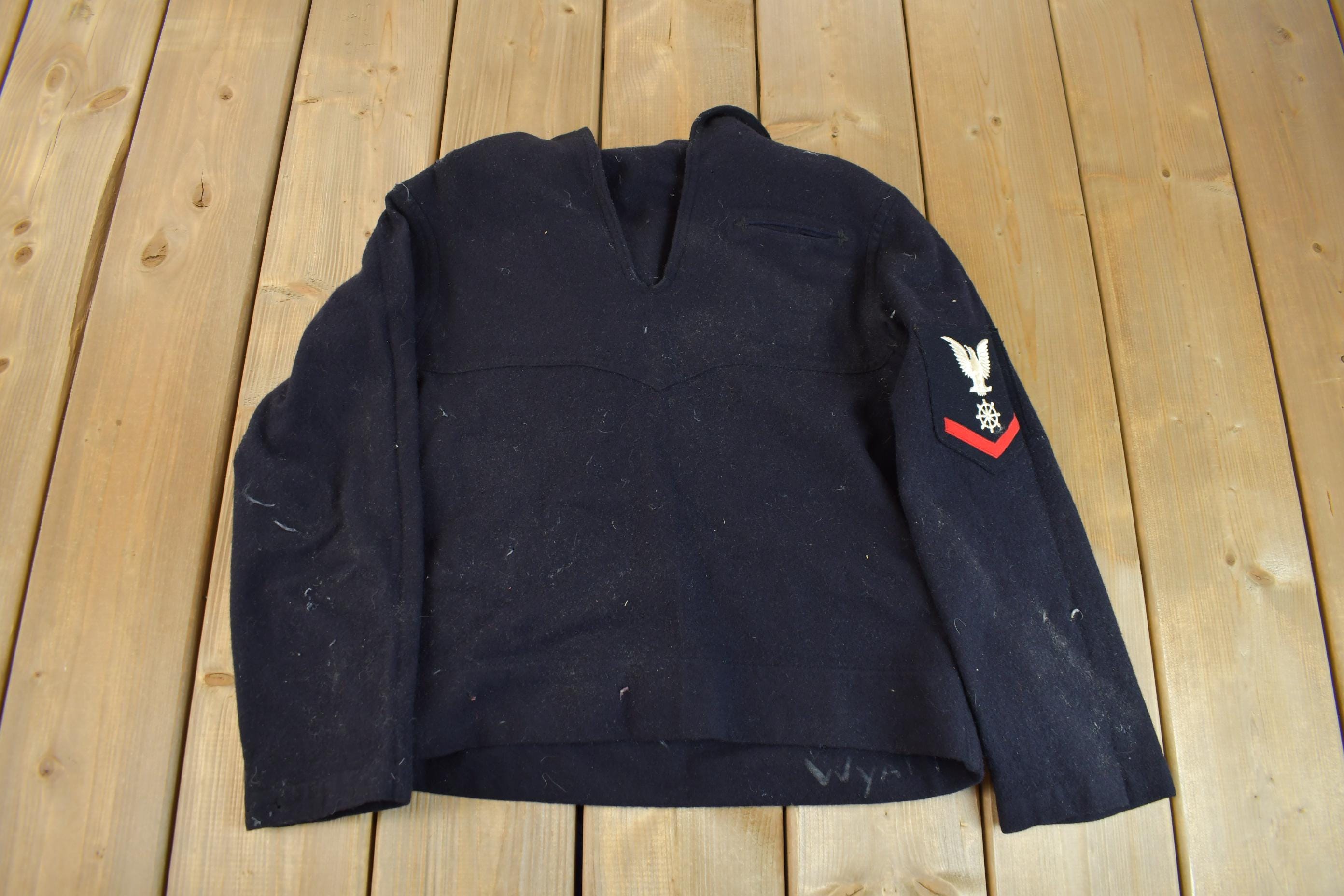 40s USNAVY VINTAGE PULLOVER DENIM SHIRT Vintage 30s 40s WWII USN