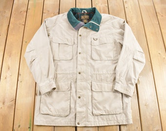 ❤️Eddie Bauer 90s hunting jacket ivory Vintage 90's Eddie Bauer Two Pocket Field Hunting Utility Canvas
