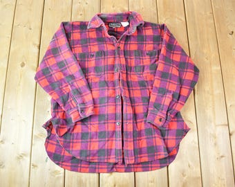 Vintage 1980s Palermo Plaid Western Style Button Up Mens Large / Made In USA / Vintage Rodeo Shirt / Vintage Cowboy Shirt