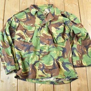 Vintage 1990&#39;s Camo Military Button Up Shirt Mens L / USMC / US Army Green / Militaria / Patchwork / U.S. Army Top / Authentic Military Gear