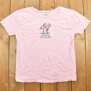 Vintage 1990s Pink Flamingo Graphic T-Shirt / Cute T Shirt / Retro Style / 90s Graphic Tee / Animal Graphic / Birds