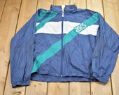 Vintage 1980s Asics Abstract Windbreaker Jacket 80s Asics Athletic Spring Summer Sportswear Streetwear Athleisure