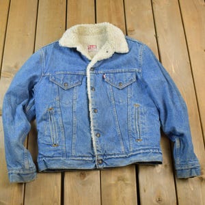 Vintage 1990er Jahre Levis Shearling gefütterte Jeansjacke Made In USA
