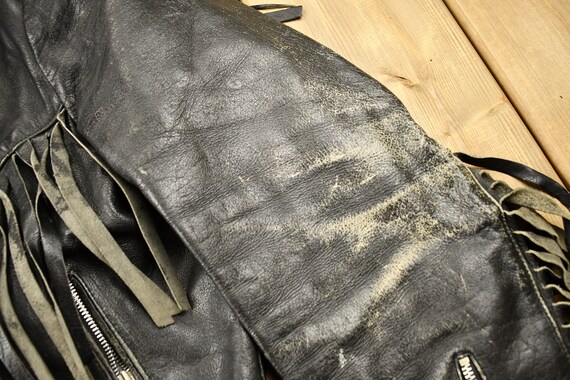 1980s Fringed Leather Motor Jacket Medium