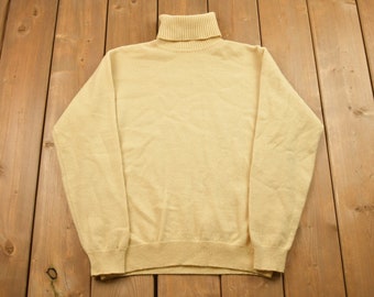 Vintage 1990s Knitted Turtle Neck Sweater / Vintage 90s Crewneck / All Over Pattern / Roll Neck / Colorful / Sweatshirt / Abstract Pattern