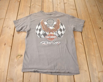 Vintage 1990s Bartels&#39; Harley Davidson West Los Angeles Single Stitch Graphic T-Shirt Made In USA