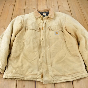 Vintage 1990s Carhartt Traditional Work Jacket / Workwear / Streetwear / Quilt Lined Jacket / Distressed Carhartt
