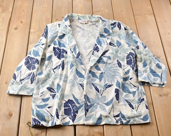 Vintage 1990s Joanna Plus All Over Print Floral Blazer / Vacation 