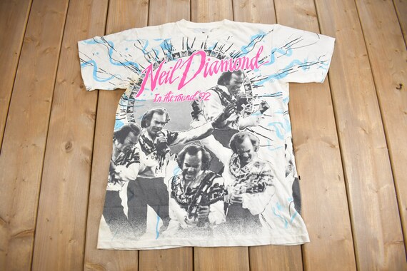 Vintage 1990s Neil Diamond All Over Print T-shirt / Band Tee 