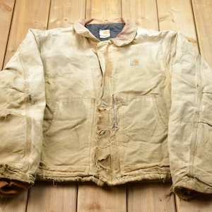 Vintage 1990s Carhartt Detroit Jacket Workwear / Streetwear / Made In USA / 90s / Quilt Lined Jacket / Distressed Carhartt / Union Made