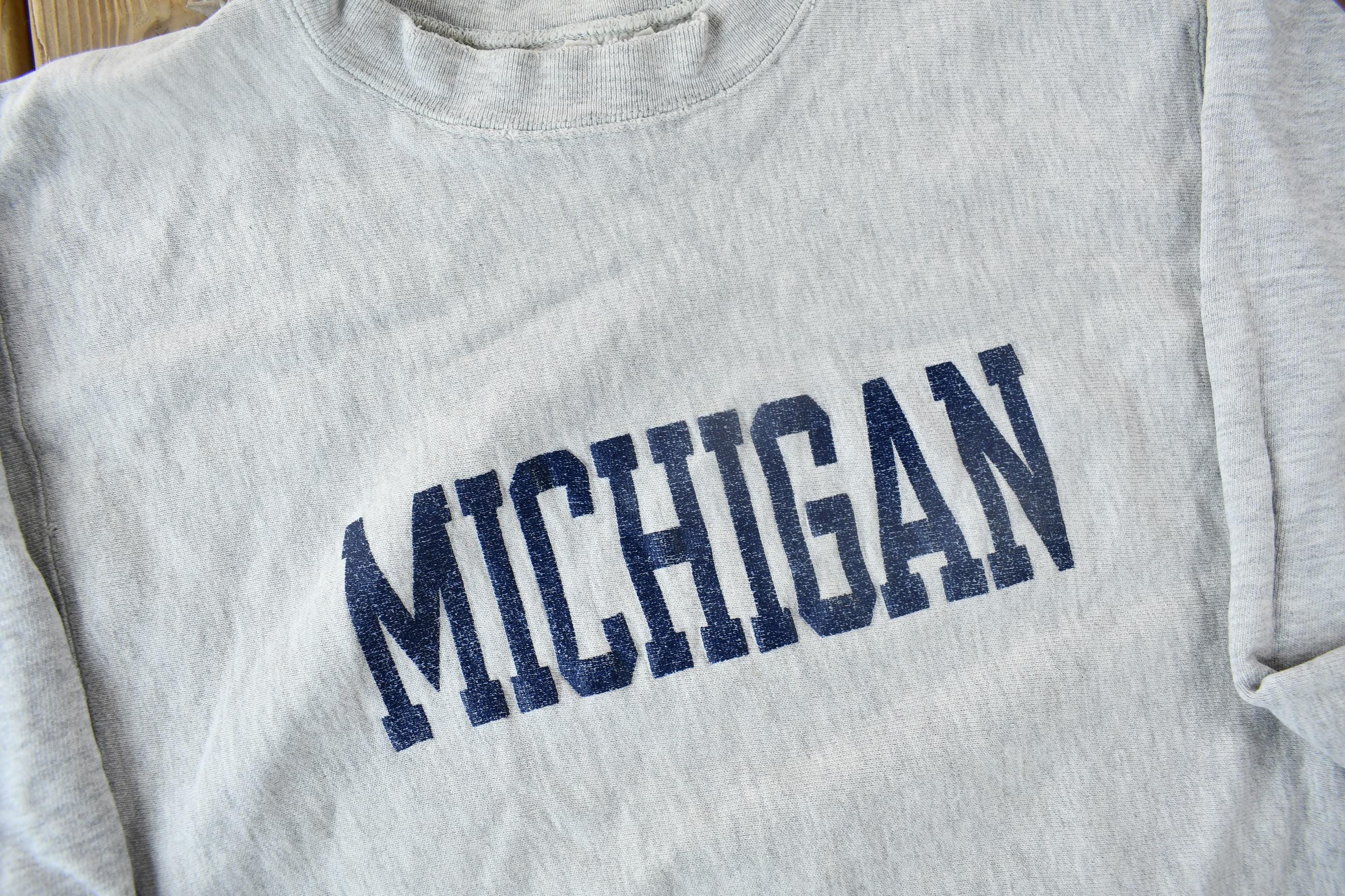 Vintage 1980s University of Michigan Champion Reverse Weave Warmup 
