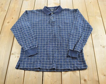Vintage 1990s Nautica Langarm Polo-Shirt Herren M / Segel Nautik / Athleisure / Streetwear / Streetstyle / Made in Hong Kong