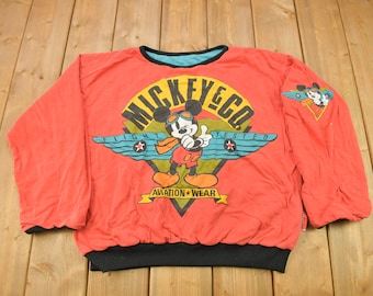 Vintage 1980s Mickey Mouse Reversible All Over Print Disney Crewneck / Vintage Sweatshirt / Vintage Disney / Mickey & Co