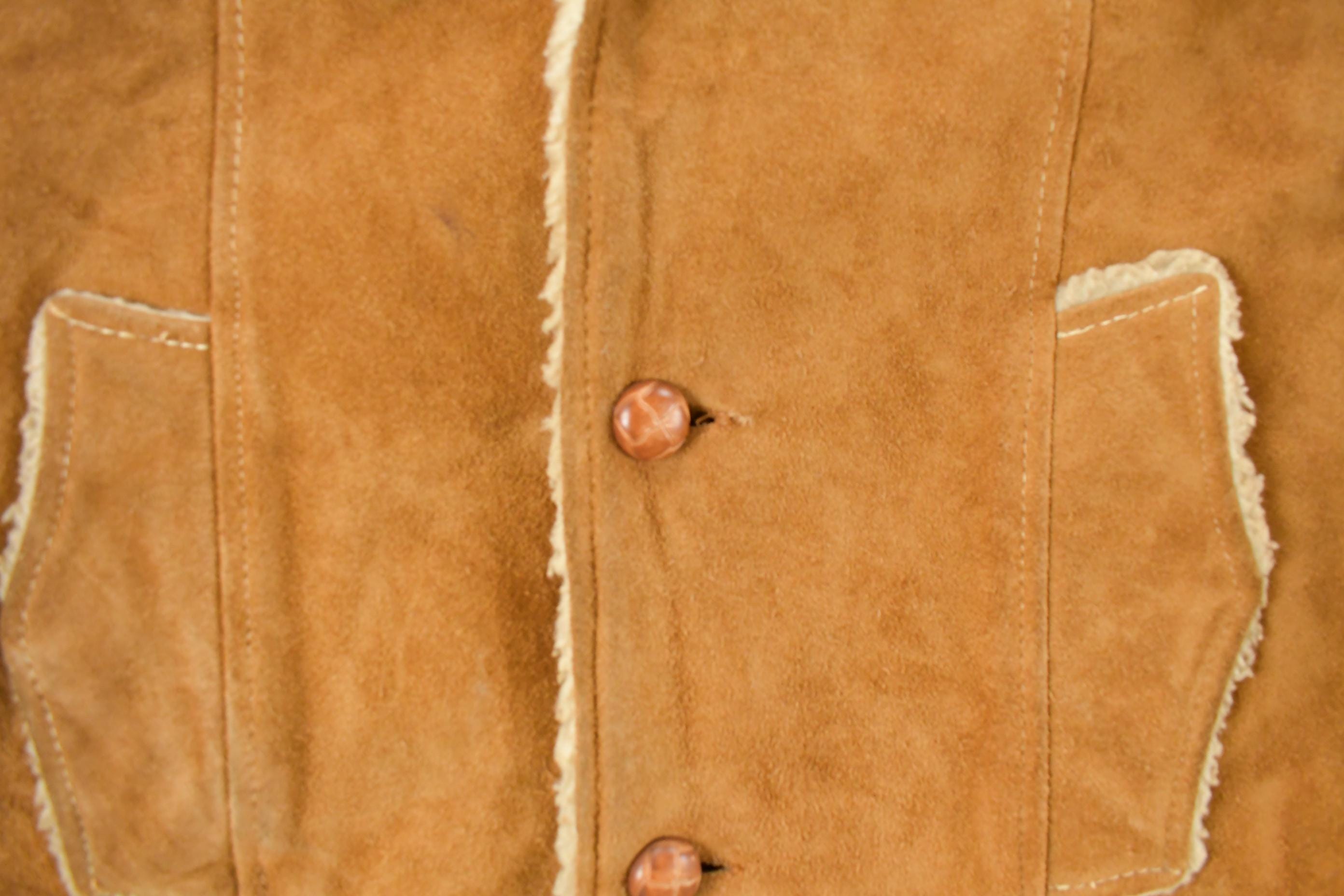 Vintage 1970s JC Penney Shearling Leather Coat Men's Small