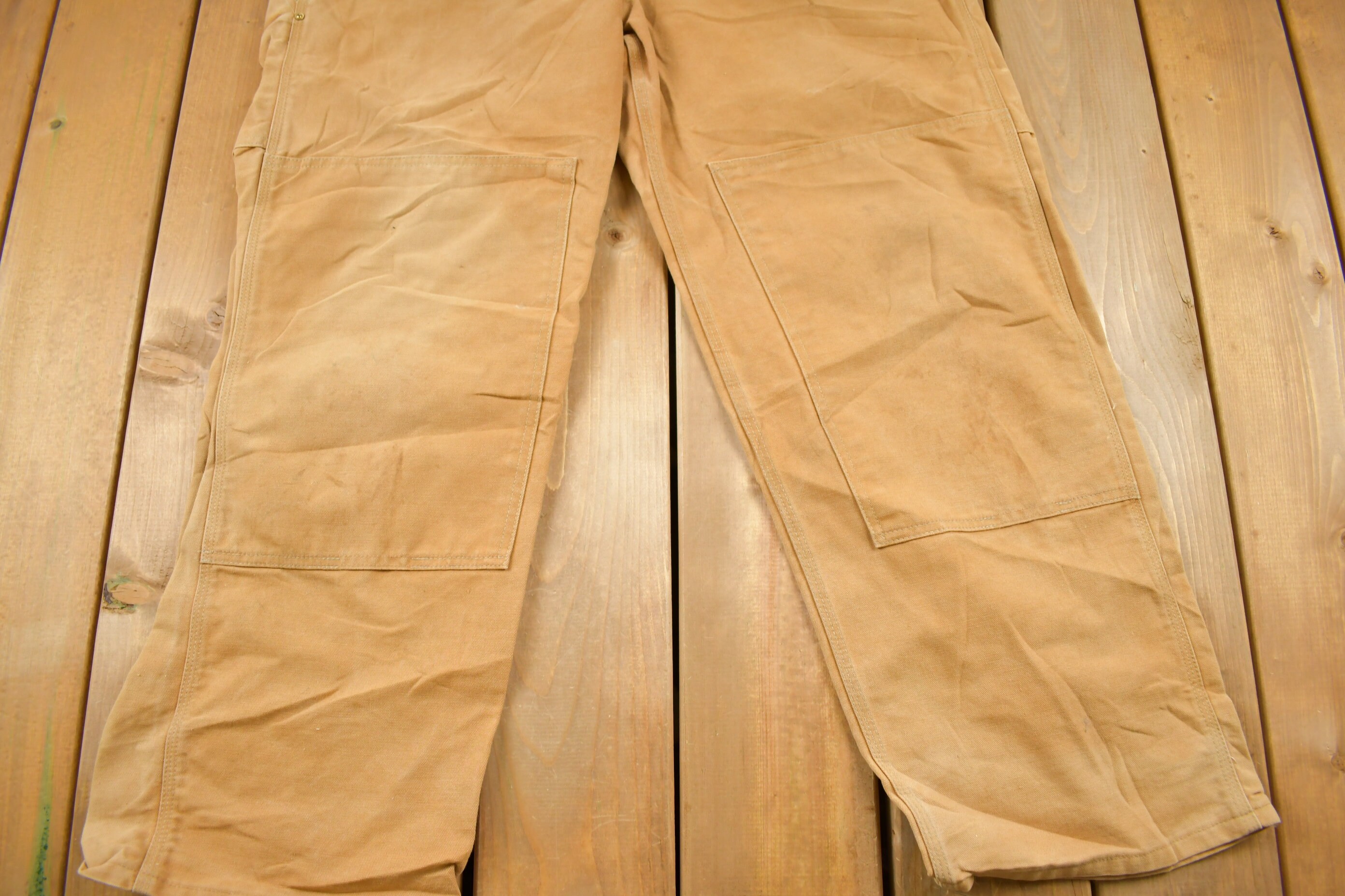 Vintage 1980s Carhartt Beige Canvas Double Knee Overalls