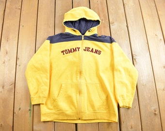 Vintage 1990er Jahre Tommy Hilfiger Zip Up Hoodie / 90er Jahre Hoodie / Vintage Sweater / 90er Jahre Tommy Jeans / Color Block / Vintage Tommy Hilfiger