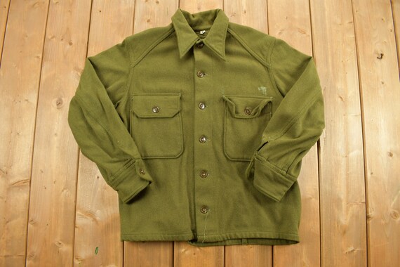 Vintage 1940s WW2 American Wool Button up Infantry Shirt 