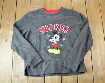 Felpa girocollo ricamata in pile Disney Topolino vintage anni '90 / Felpa vintage / Disney vintage / Topolino / Ricamata / Prodotto negli Stati Uniti
