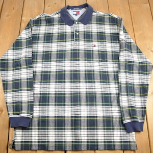 Vintage 1990s Tommy Hilfiger Plaid Polo Shirt / Rugby Sweater / Plaid Polo / Streetwear / Athleisure / Vintage Tommy / 90s Style