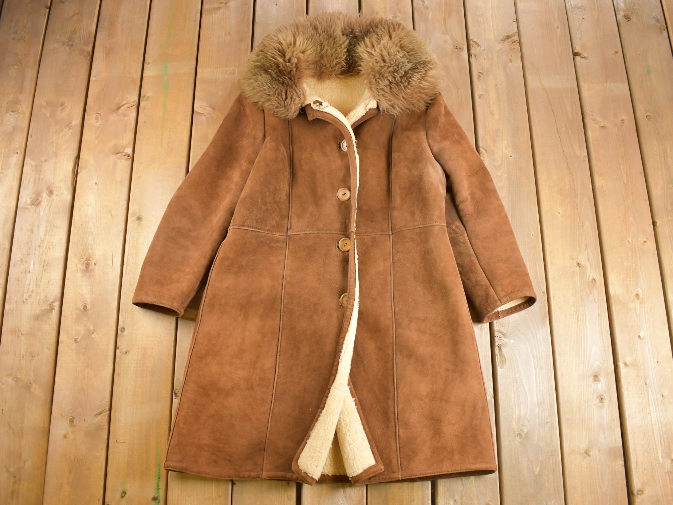 Vintage 1960s Suede Leather Shearling Jacket / Winter Outerwear