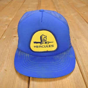 Vintage 1980s Hercules Trucker Hat / OSFA / 80s Mesh Trucker Hat / Vintage Snap Back / Souvenir Cap / Summer Hat / Embroidered Patch