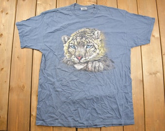 Koszulka z nadrukiem w kształcie białego tygrysa z lat 90. / Outdoors / Lata 90. / Streetwear / Koszulka ze zwierzęcym motywem / Wyprodukowano w USA