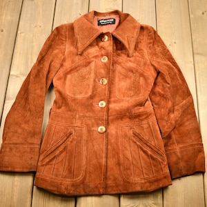 Vintage 1960s Burnt Orange Full Length Suede Leather Jacket / Genuine Leather / Leather Coat / Made In Uruguay / Suede Jacket