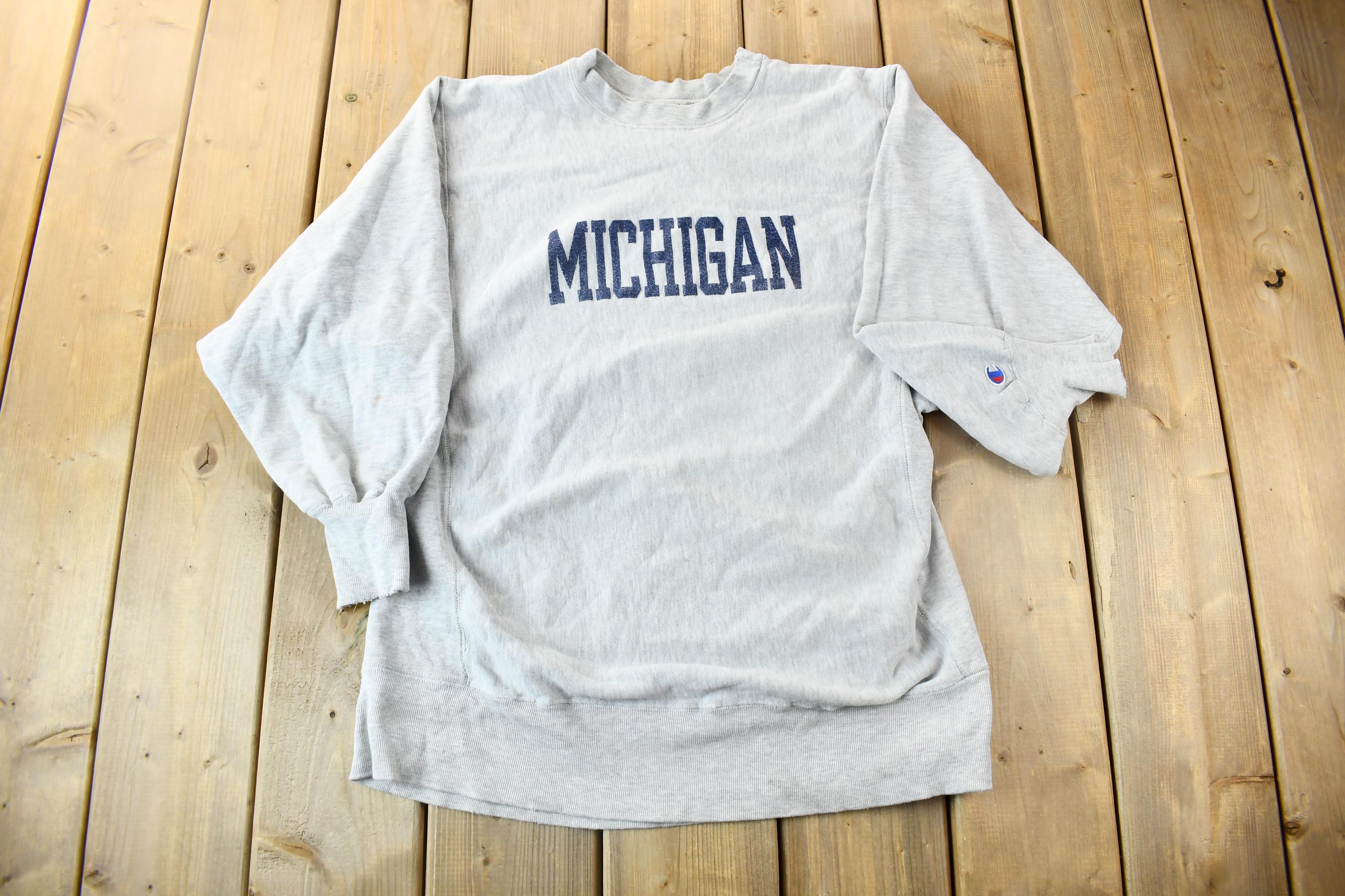 Vintage 1980s University of Michigan Champion Reverse Weave Warmup 