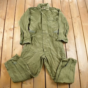 Vintage 1992 US Military Type 1 Sateen Coveralls Jumpsuit Size Medium / Vintage Coveralls / Militaria / Distressed Coveralls / Sage Green