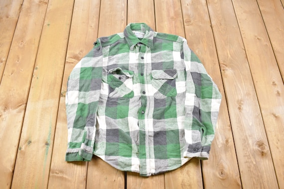Vintage 1990s Five Brother Plaid Button up Shirt / Made in / 1990s