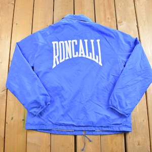 Vintage 1990s Champion Roncalli Windbreaker Jacket / Button Up / Team Logo / Coach Jacket / Streetwear / Athleisure / Made In USA / Large