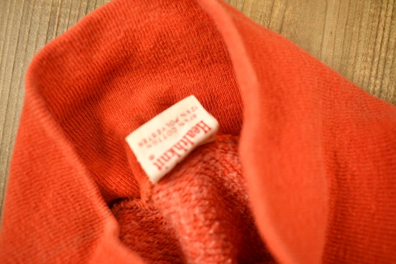 Vintage 1960s Blank Orange Raglan Mockneck Sweats… - image 8