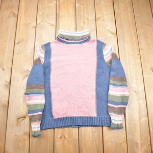 Vintage 1990s Christopher and Banks Strickpullover mit Rollkragen / Vintage 90s Rollkragenpullover / Bunt / Abstraktes Muster