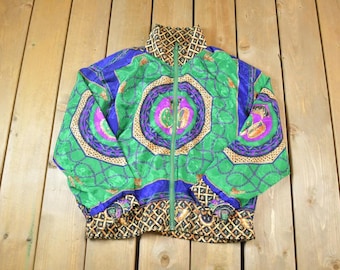 Vintage 1990s OSC Sport Fancy Italian Style Pattern Windbreaker Jacket