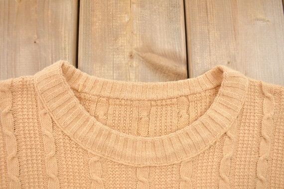 Vintage 1990s Cable Knit Crewneck Sweater / Vinta… - image 3