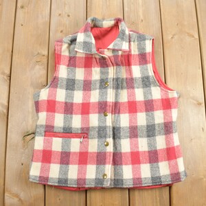 Vintage 1980s Woolrich Reversible Plaid Button Up Vest / 80s Vest / Wool Plaid Vest / Nylon Vest / 80s Woolrich / Vintage Woolrich Plaid