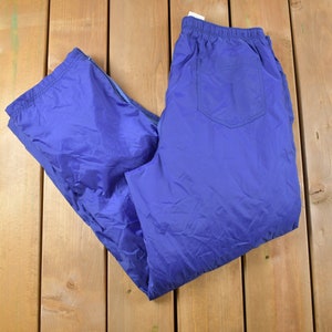 Vintage 1990s Blue Nike Mini Swoosh Track Pants Size L / Streetwear / Side Zip Pants / Fitness / Athletic / Athleisure