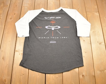 Vtg 1984 YES Jersey Style Concert T-shirt M 80s Progressive Prog