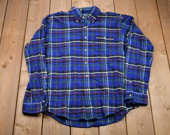 Vintage 1990s Ralph Lauren Plaid Button Up Shirt / 1990's Button Up / Vintage Flannel / Casual Wear / Workwear / Pattern Button Up