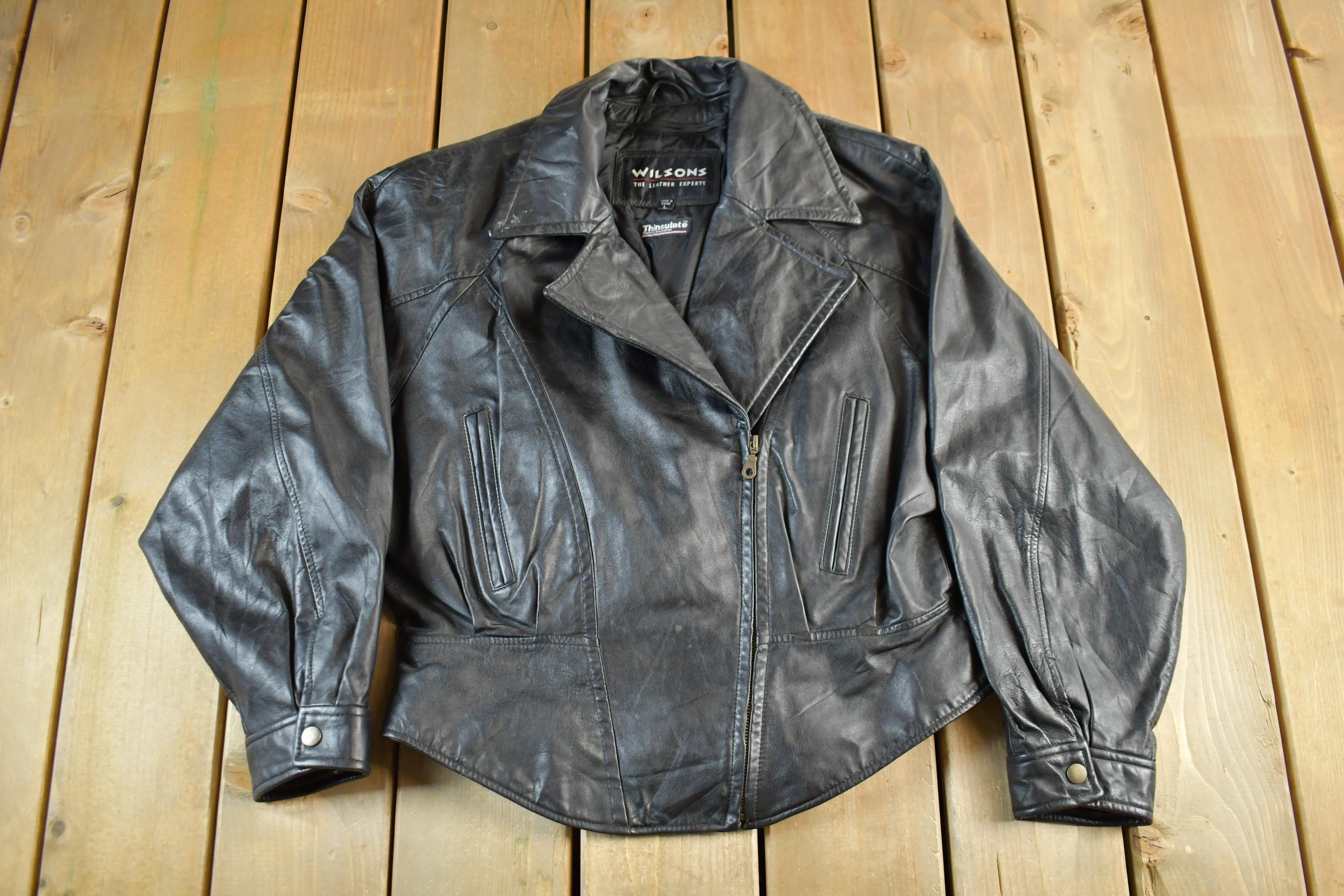 Vintage 1990s Wilson Thinsulate Motorcycle Leather Biker Jacket