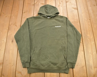 Vintage 1990s Carhartt Green Hoodie / Vintage Workwear / Vintage Brown Sweater / Carhartt Sweater / Heavy Weight Hoodie