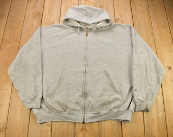 Vintage 1990s Carhartt Grey Zip Up Hoodie / 90s Hoodie / Vintage Sweater / Vintage Carhartt / Distressed / Vintage Workwear