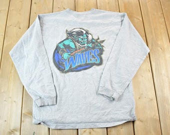 Vintage 1990s Jansport Pepperdine Waves Graphic Long Sleeve T-Shirt / Vintage T Shirt / Streetwear / Graphic Tee / Single Stitch /